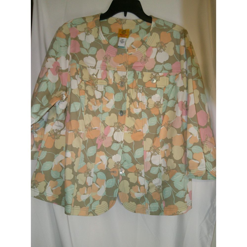 Ruby Rd. Women's Floral Print Button-Up Jacket Pastel Spring Casual